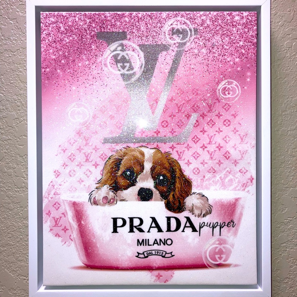 Louis Vuitton Gucci Prada Pupper Framed Wall decor